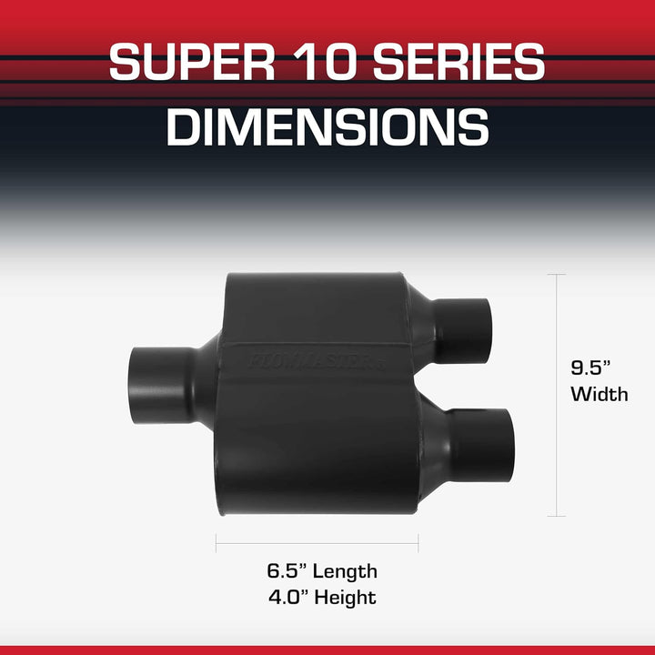 Flowmaster 8425152 Super 10 Schalldämpfer 409S - 2.50 Center IN / 2.25 Dual OUT - Aggressive Sound,