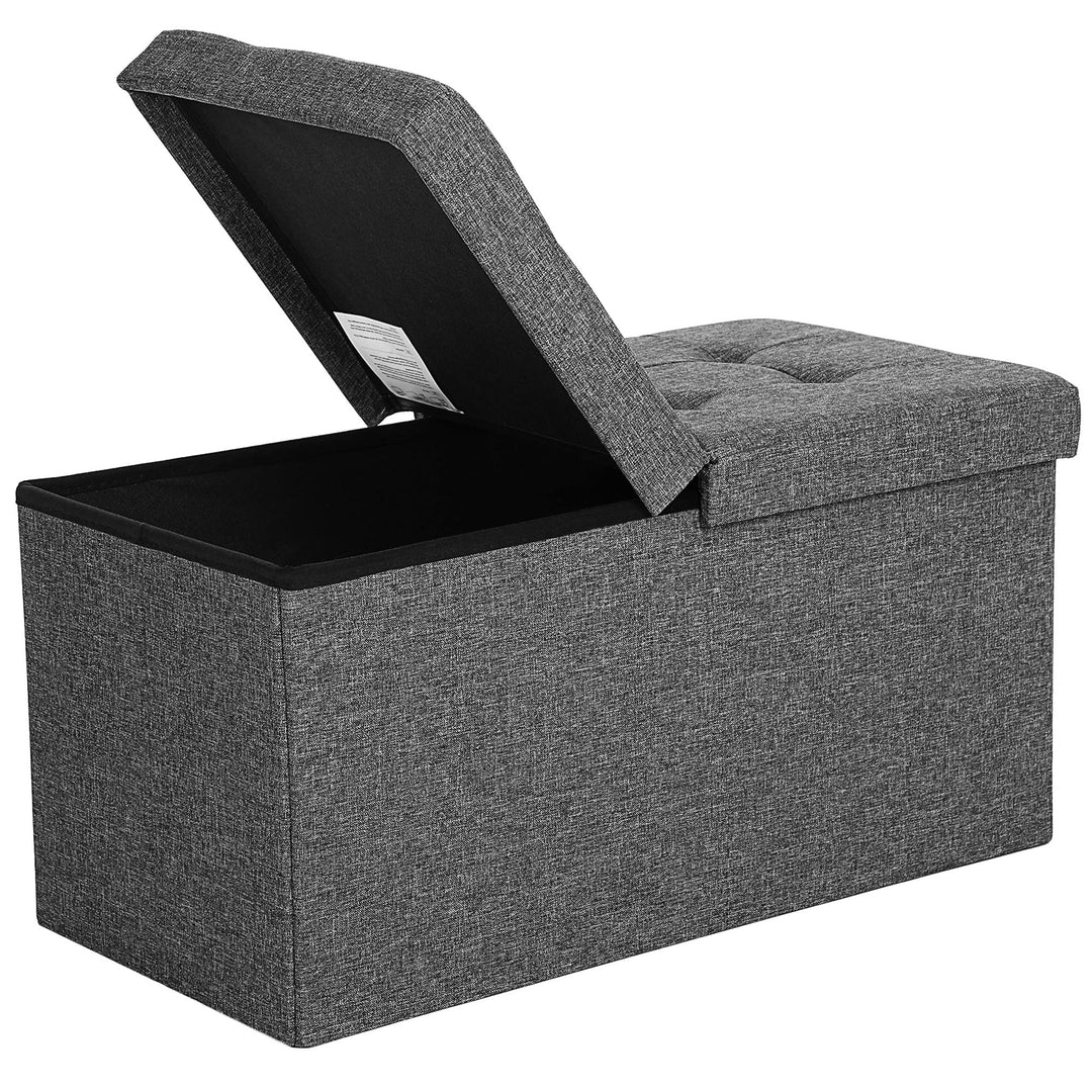 SONGMICS Sitzbank mit Stauraum, klappbare Sitztruhe, Aufbewahrungsbox, 38 x 76 x 38 cm, Deckel klapp