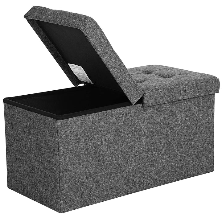 SONGMICS Sitzbank mit Stauraum, klappbare Sitztruhe, Aufbewahrungsbox, 38 x 76 x 38 cm, Deckel klapp