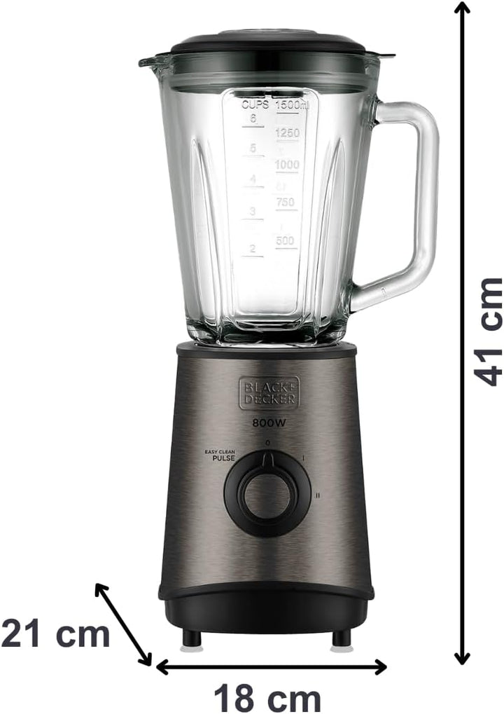 Black+Decker BXJB800E - Standmixer, 800W, 1,5 Liter, Edelstahl, grau 800W Edelstahl, 800W Edelstahl