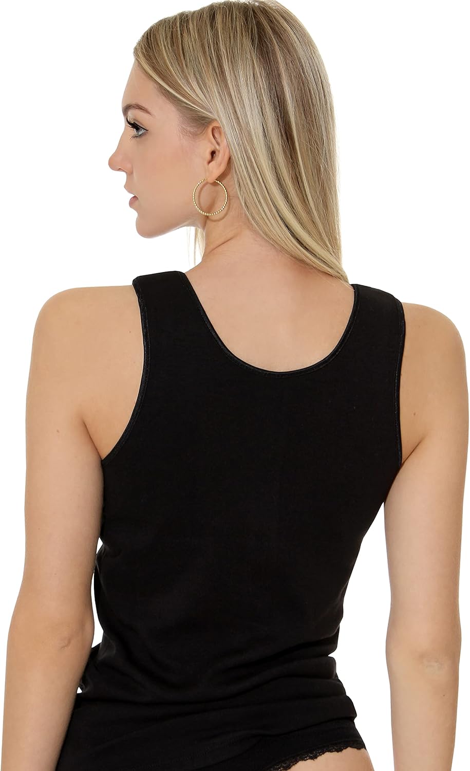 Damen Shirt, Unterhemd mit extra grosser Spitze, Trägershirt ohne Seitennaht - Cottonprime 36-38 Sch