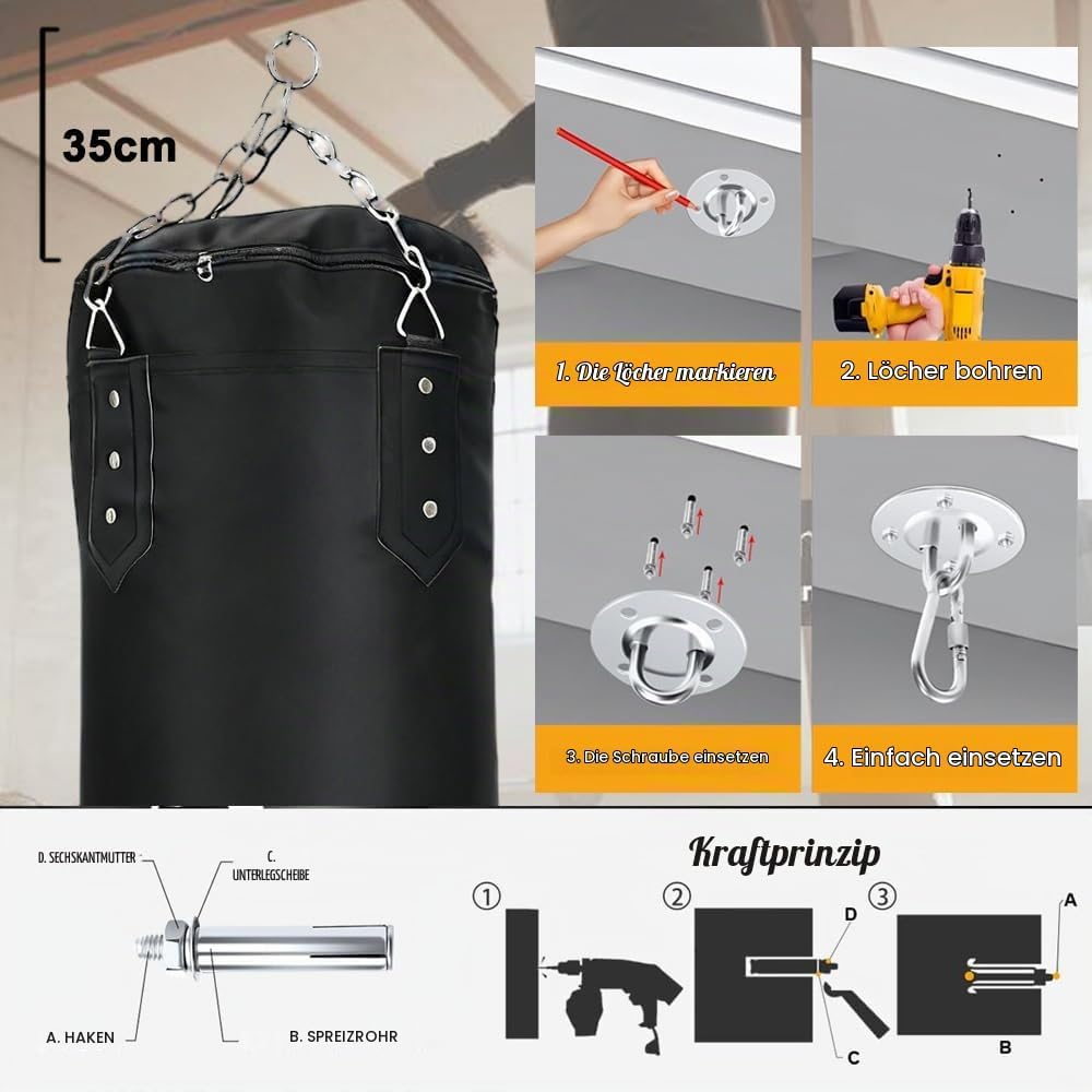 Boxsack Hängend für Erwachsene Kinder Ungefüllt: JanTeelGO 120cm Oxford Stoff Boxing Punching Bag Se