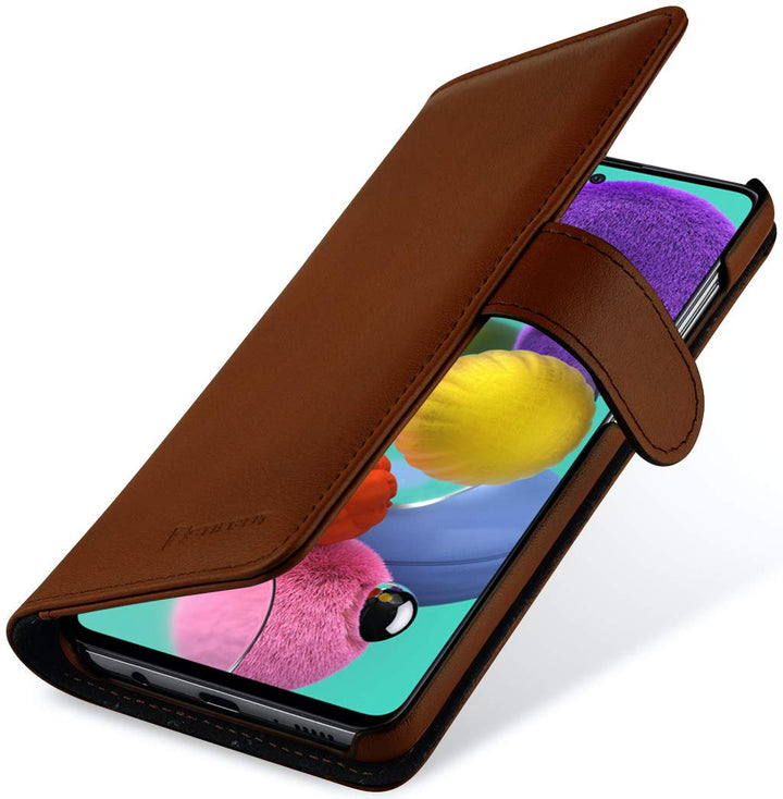 STILGUT Talis kompatibel mit Samsung Galaxy A51 Hülle mit Kartenfach aus Leder, Wallet Case, Lederhü