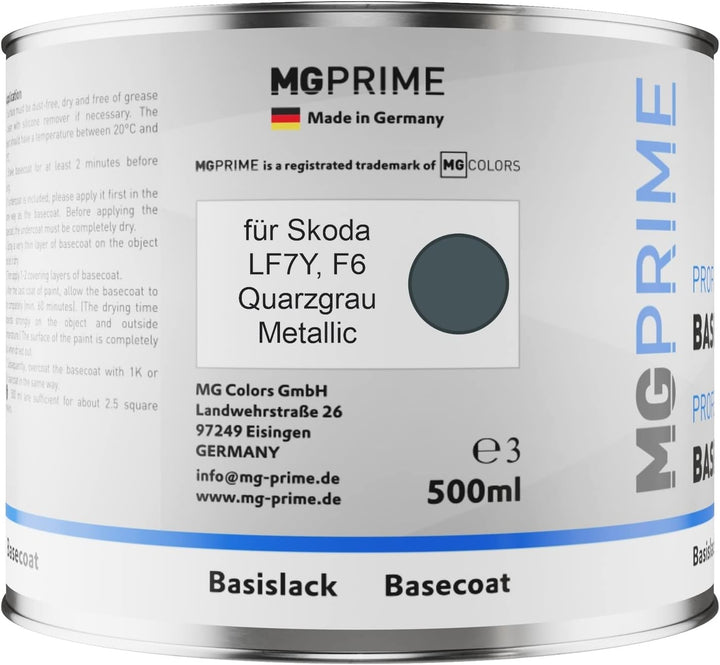 MG PRIME Autolack Set Dose spritzfertig für Skoda LF7Y / F6 Quarzgrau Metallic Basislack + 2K Klarla