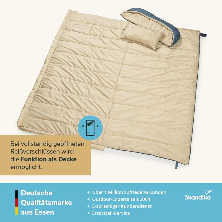 Skandika Schlafsack Oppdal| Deckenschlafsack für Erwachsene, 3 Jahreszeiten, Kompakt, leicht, rechte