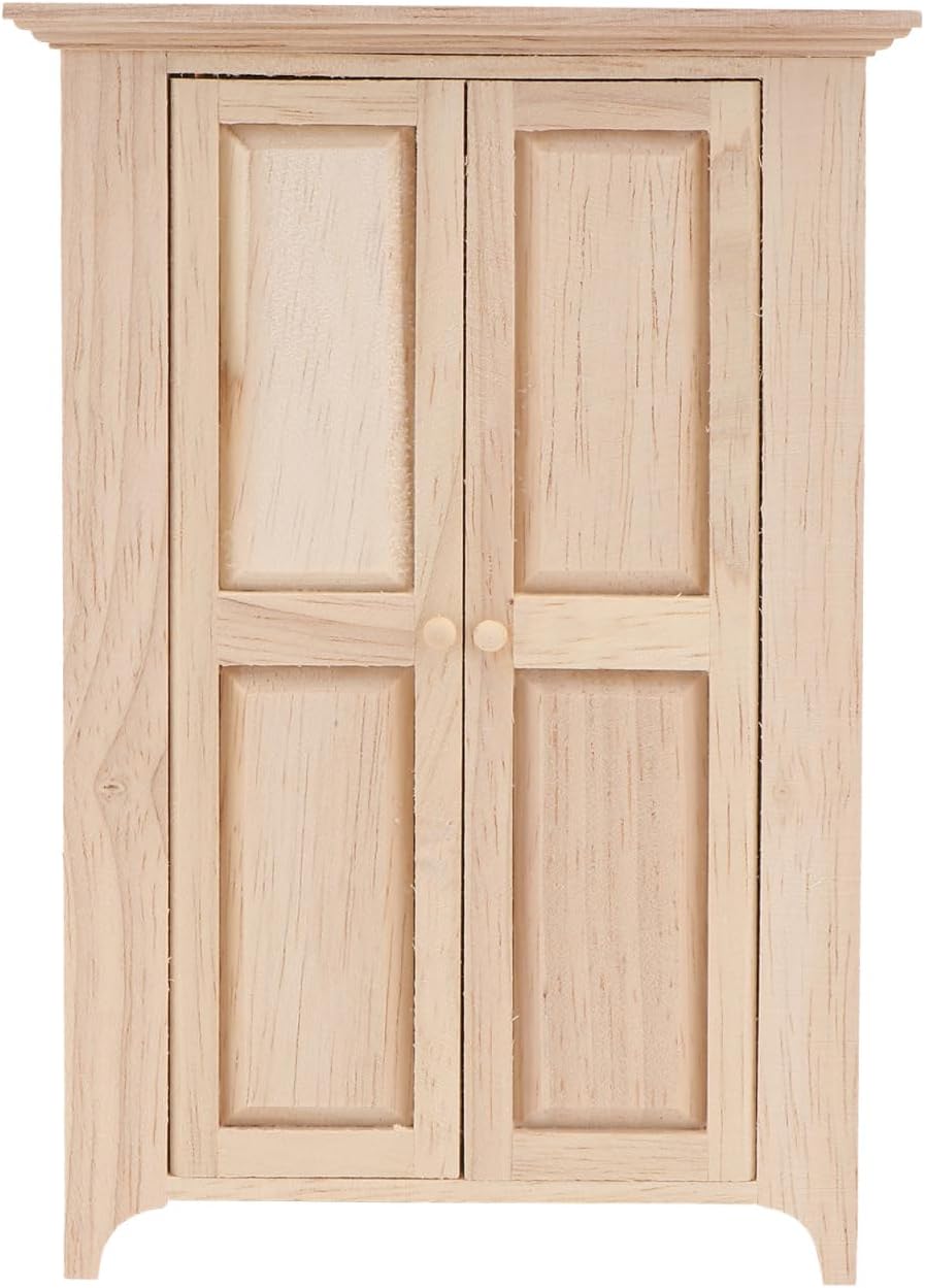 Yardwe Puppenhaus Kleiderschrank Holz, 11.3 x 5.6 x 16.6 cm, Synthetischem Material, Miniatur MöBel