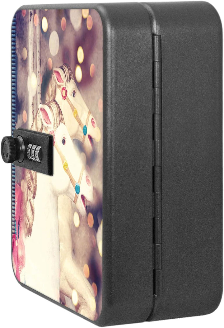 banjado® Burg-Wächter® abschliessbarer Schlüsselkasten mit Motiv Kinderkarussell für 20 Schlüssel -