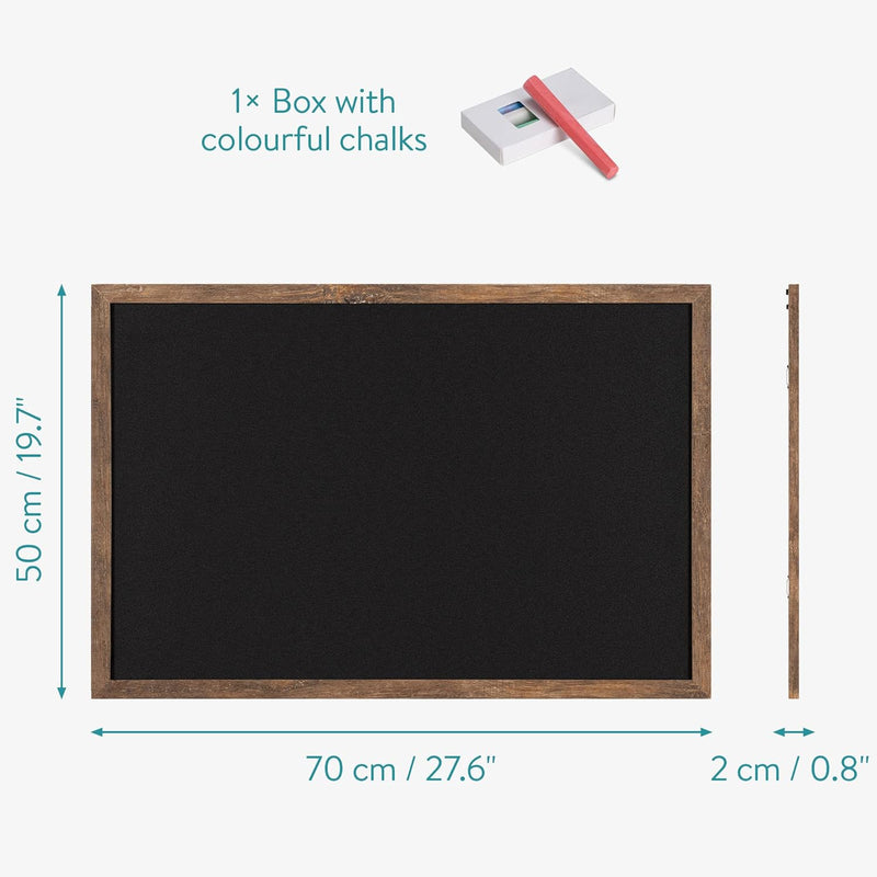 Navaris Kreidetafel mit Holzrahmen - Memoboard 70x50 cm - inkl. Kreide Pins - Tafel mit Wandhalterun