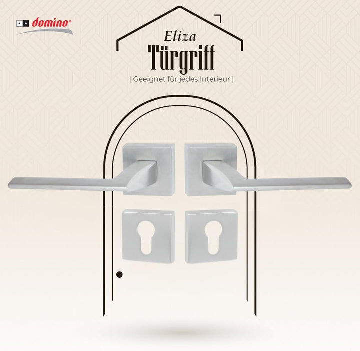 domino Türgriff Drückergarnitur PZ - Profilzylinder Set | quadratische Rosette| Türklinke für Zimmer