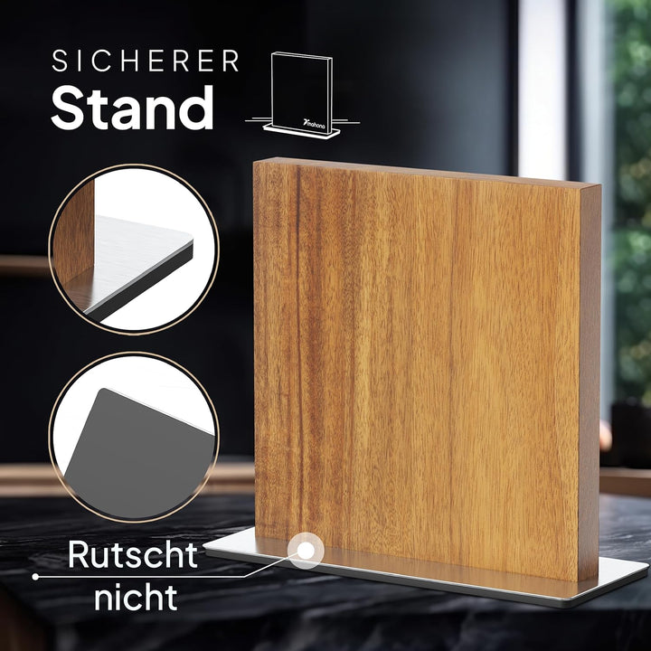 Messerblock Magnetisch Ohne Messer aus Akazienholz – Magnet-Messerhalter Universal Unbestückt Holz –