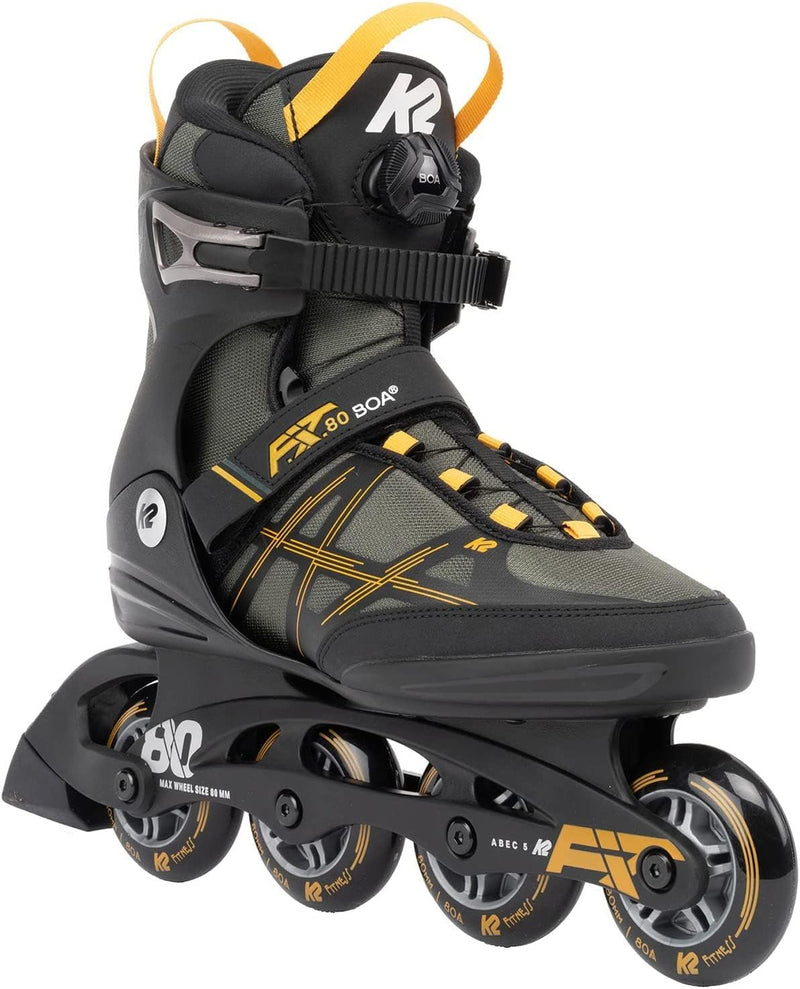 K2 Skate Herren F.i.t. 80 Boa Inline Skates EU: 40 (UK: 6.5 / US: 7.5) grey - mustard, EU: 40 (UK: 6