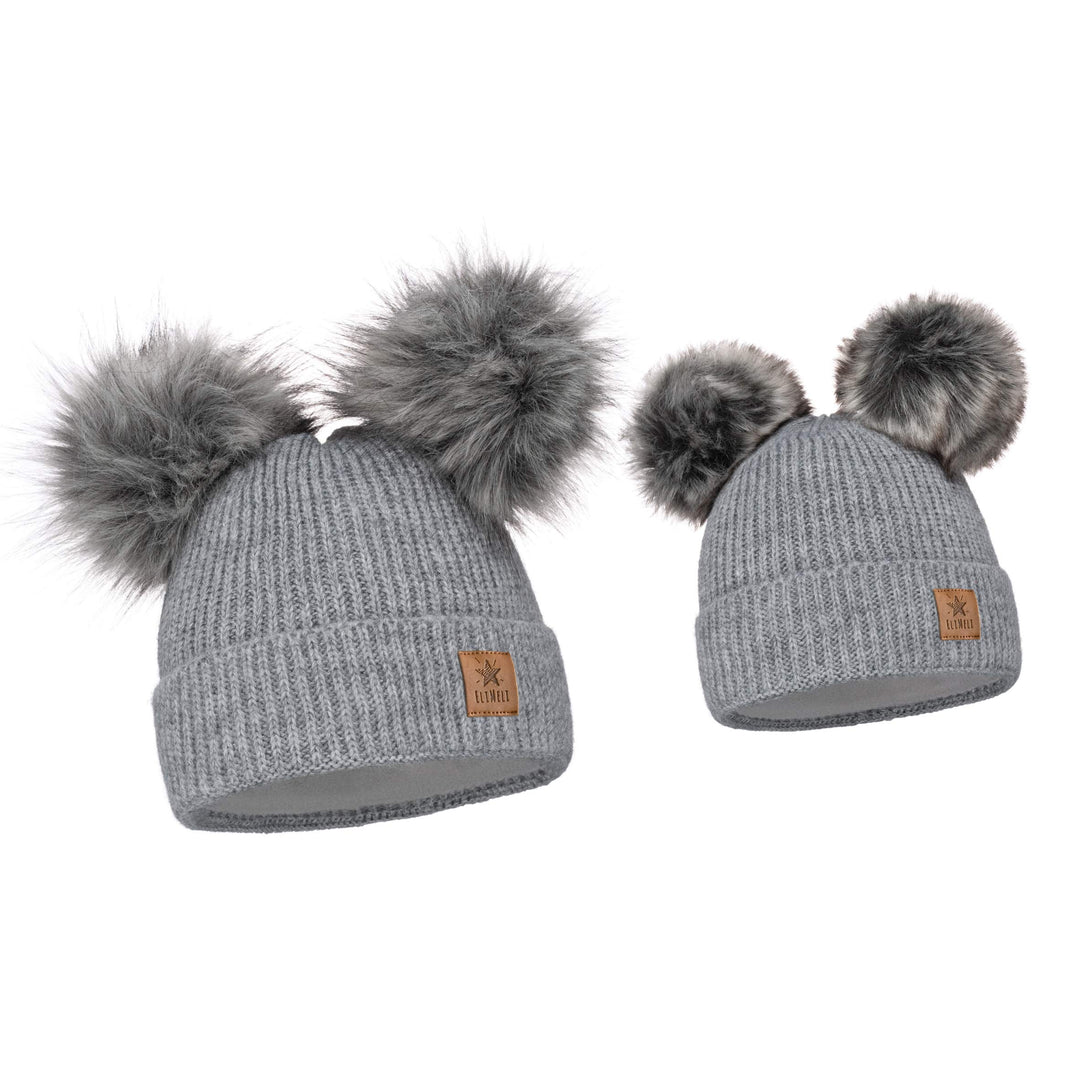 ELIMELI Eltern-Kind Mütze Mädchen Warme Wintermütze für Mutter und Tochter Mütze Damen Winter mit Zw