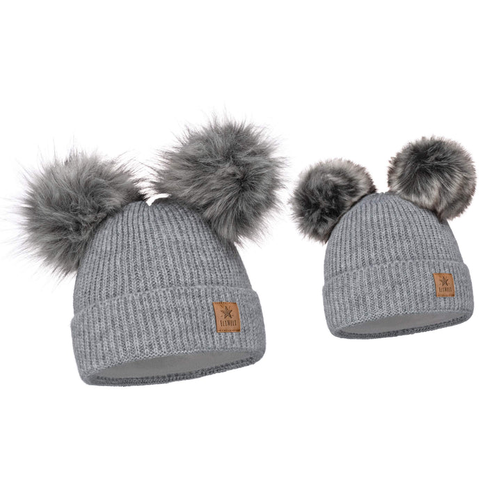 ELIMELI Eltern-Kind Mütze Mädchen Warme Wintermütze für Mutter und Tochter Mütze Damen Winter mit Zw