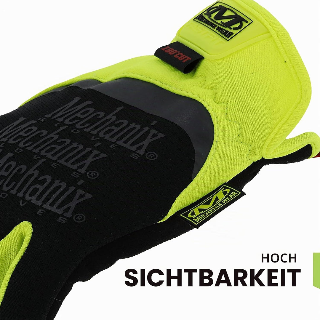 Mechanix Wear FastFit® E5 Handschuhe (Large, Schwarz/Fluoreszierendes Gelb) L (1er Pack), L (1er Pac