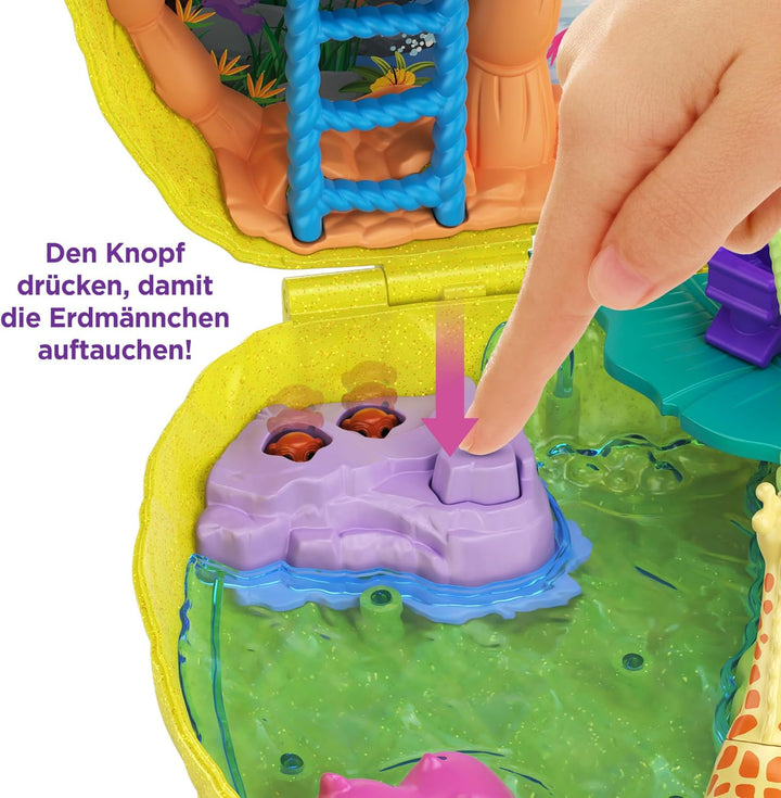 Polly Pocket GKJ64 - Ananas-Taschen-Schatulle, tragbar, mit 8 lustigen Funktionen, den kleinen Puppe