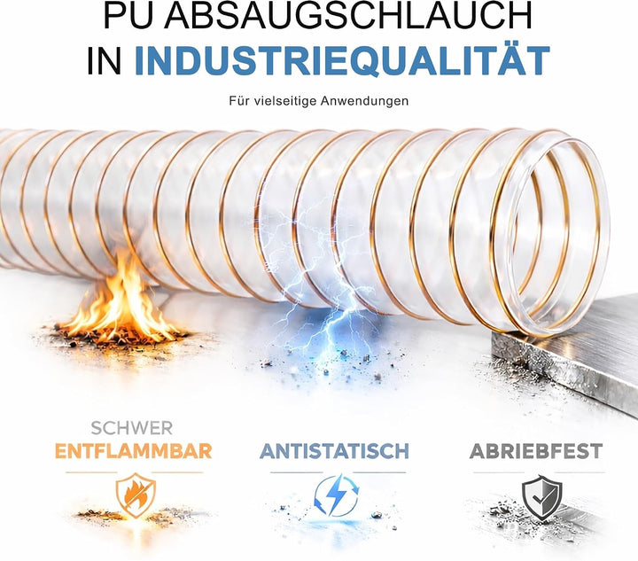 Norres Absaugschlauch Absauganlage Spiralschlauch Spänenschlauch Holz schwer entflammbar Flexschlauc