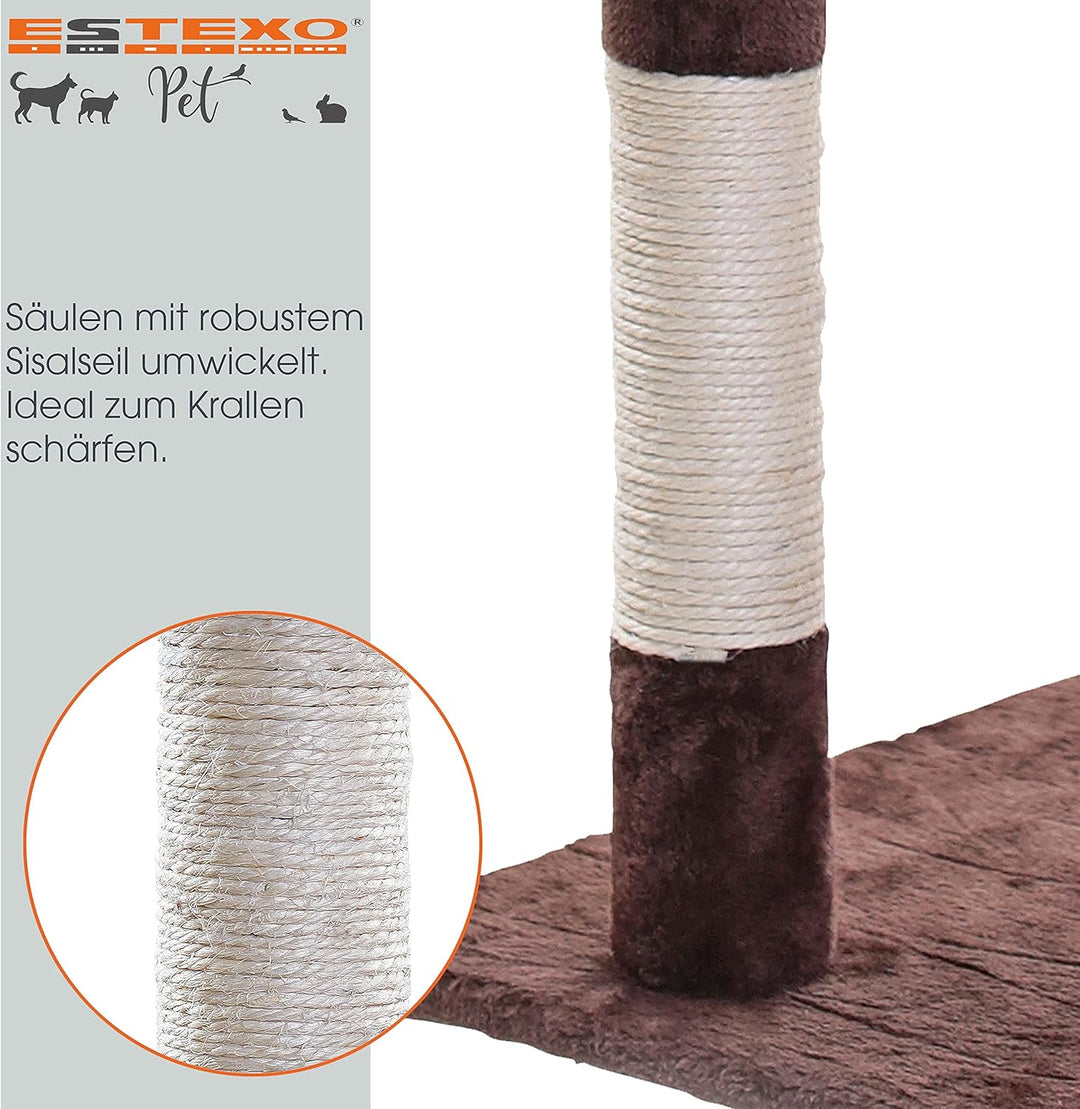ESTEXO Katzenkratzbaum Kratzbaum Katzenbaum 112 cm Spielbaum XL Kletterbaum für Katzen Kratzmöbel Sp