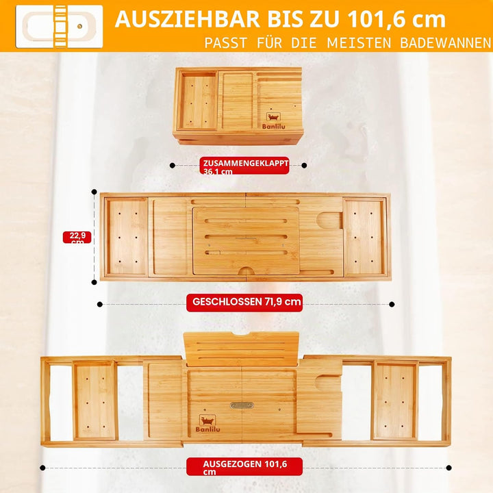 Premium Bamboo Bath Tray, Bamboo