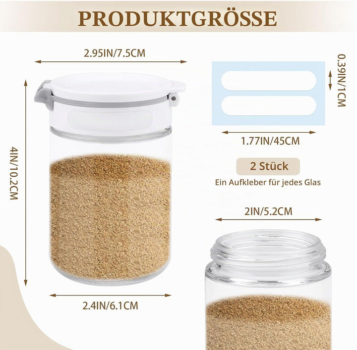 Gewürzstreuer für Salz und Pfeffer, Anti-Verstopfung, luftdichter Deckel, Gewürzbehälter aus Glas mi