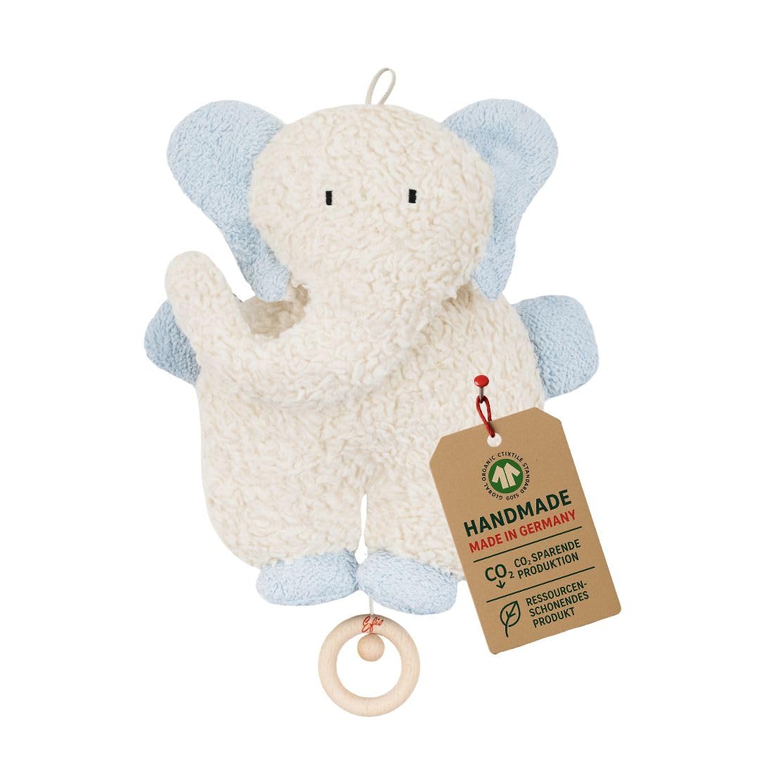 Efie Bio - Spieluhr Elefant hellblau - kontrolliert biologischer Anbau (organic) - Made in Germany -