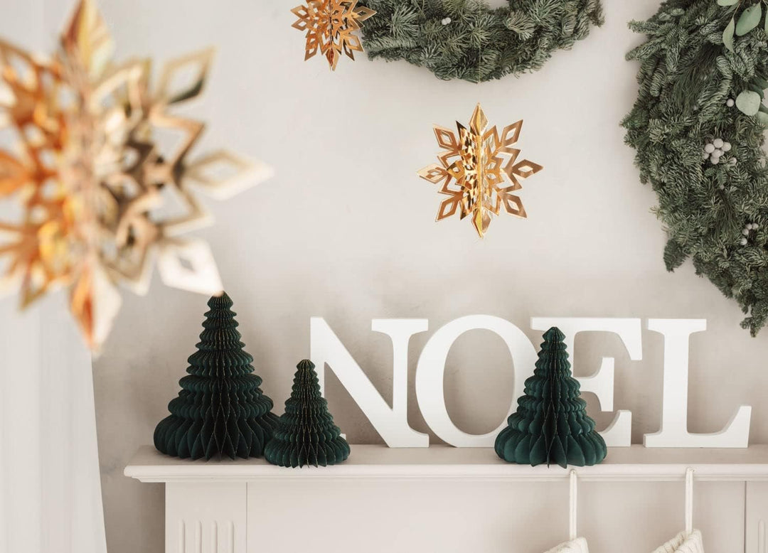 Libetui 3er Set Deko Tannenbaum Wiederverwendbare Weihnachtsbäume Wabenbälle aus Pappe Deko Weihnach