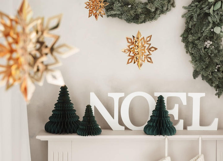 Libetui 3er Set Deko Tannenbaum Wiederverwendbare Weihnachtsbäume Wabenbälle aus Pappe Deko Weihnach