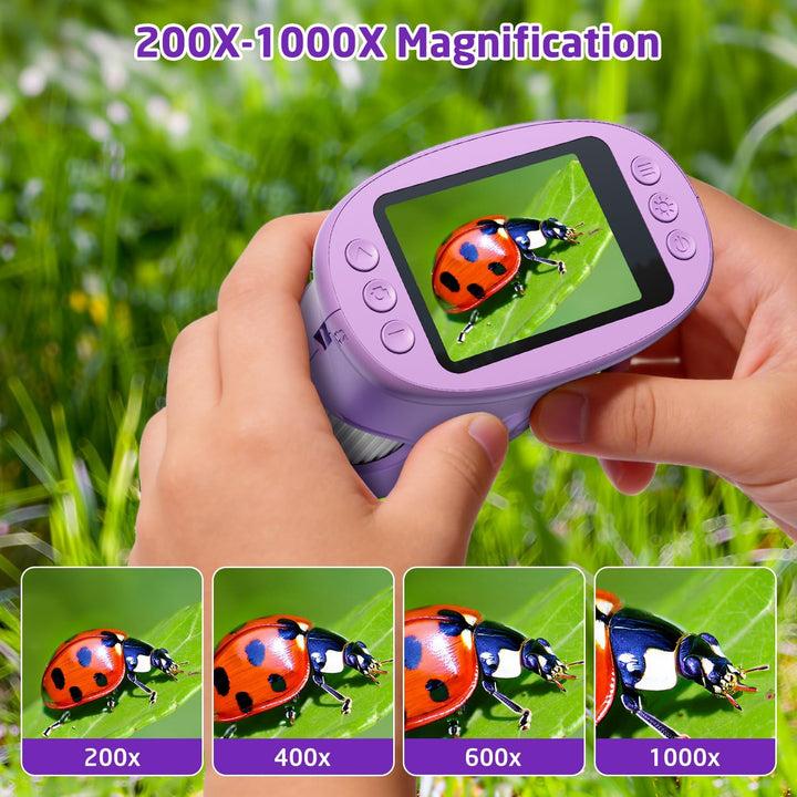 Handy Digital Mikroskop für Kinder, 1080P HD 2.0" Bildschirm Mini-Mikroskop, 1000X USB tragbares Tas
