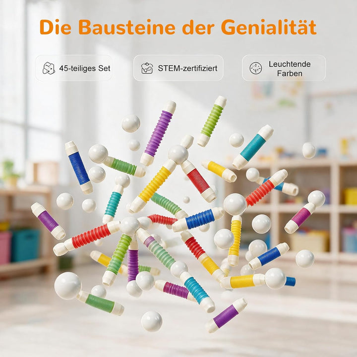 Mostop 45PCS Teleskopierbare Flexible Magnetische Baustäbchen