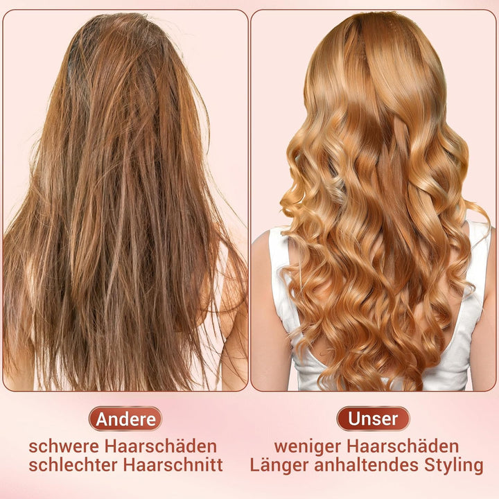 Lockenstab 3 Fässer, Beach Waves Welleneisen mit einstellbarer Temperatur, PTC Schnellheizung Schnel