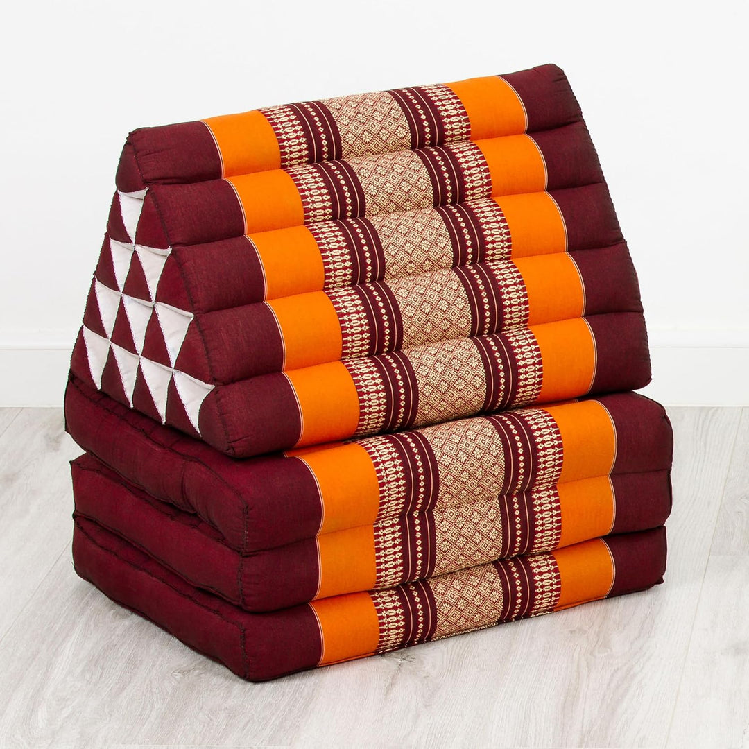 livasia Thaikissen 3 Auflagen extrahoch - 185x55x8cm - Dreieckskissen mit Klappmatratze, Kapok, Jumb