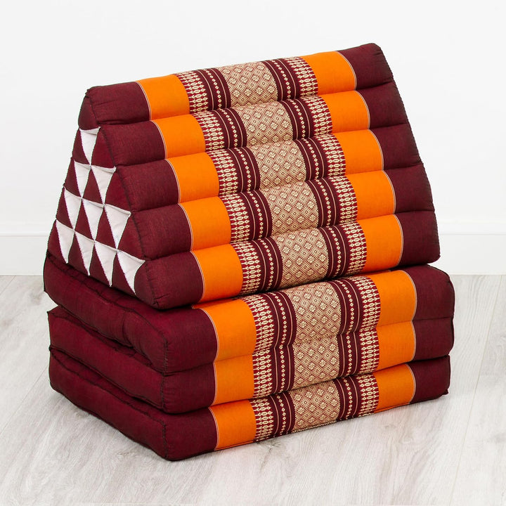 livasia Thaikissen 3 Auflagen extrahoch - 185x55x8cm - Dreieckskissen mit Klappmatratze, Kapok, Jumb