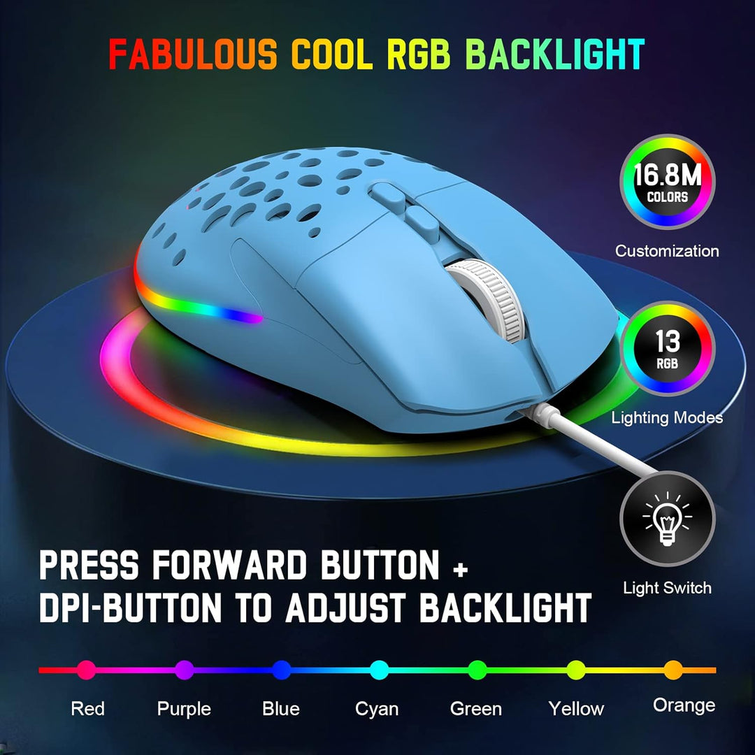 ZIYOU LANG D19 Mäuse Gaming-Maus, kabelgebundene Gaming-Mäuse für Laptop PC RGB-Maus Gaming, program