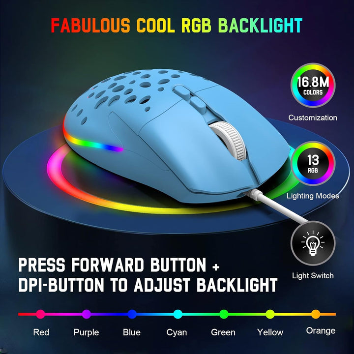 ZIYOU LANG D19 Mäuse Gaming-Maus, kabelgebundene Gaming-Mäuse für Laptop PC RGB-Maus Gaming, program
