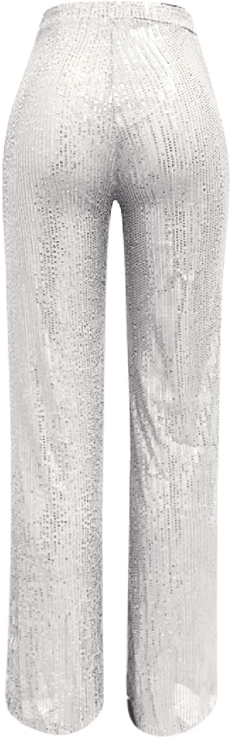 Generisch 2025, lässige Paillettenhose, glitzernde Pailletten, hohe Taille, weites Bein, Schlaghose,