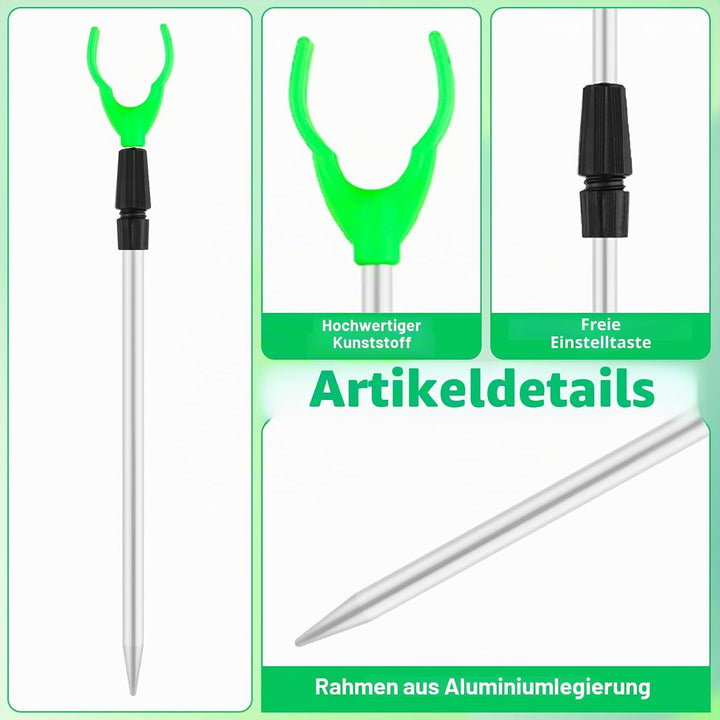 Angelzubehör-Set, 12-teilig, 4 Angelrutenhalterungen, 8 Zwillingsclips, Alarmglocken Teleskop-Rutenh