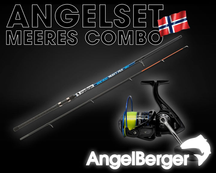 Angel Berger Meerescombo Angelset Norwegen Pilkset Pilkrute mit Stationärrolle Meeresangeln Norway M