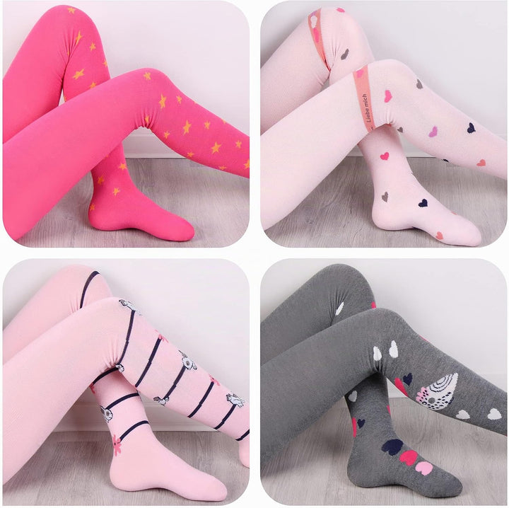 L&amp;K-II 6er Pack Kinder Strumpfhose Mädchen Strumpfhose für Mädchen mit Einhorn Mustern und Farben in
