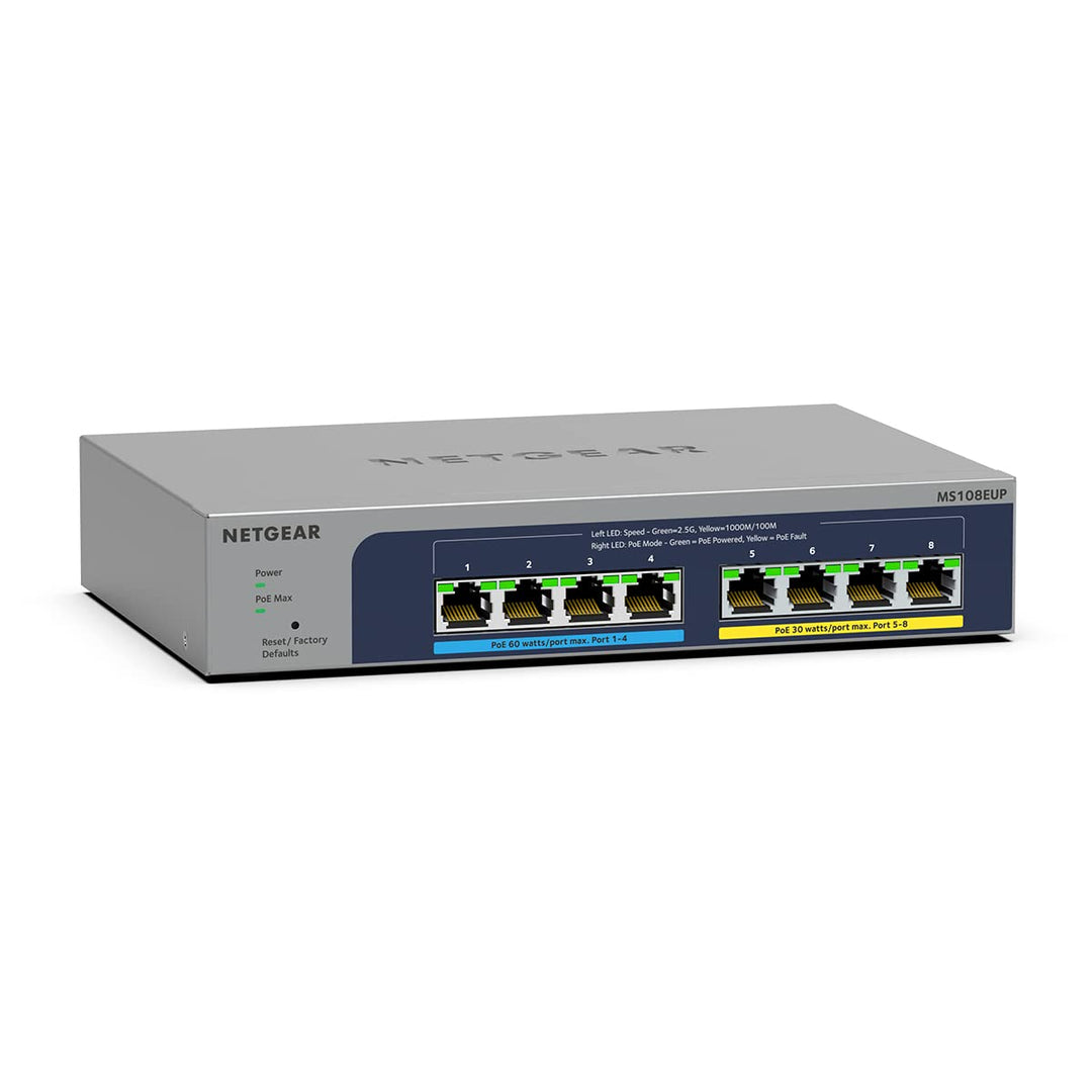 NETGEAR MS108EUP PoE Switch 8 Port Multi-Gig LAN Switch Ultra60 PoE++ 230W Plus (Managed Netzwerk Sw