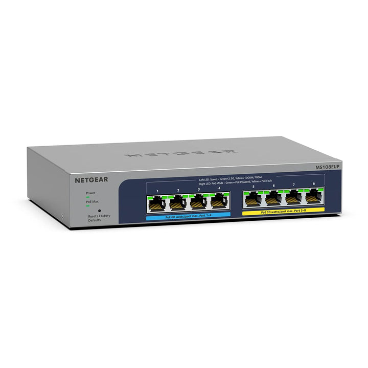 NETGEAR MS108EUP PoE Switch 8 Port Multi-Gig LAN Switch Ultra60 PoE++ 230W Plus (Managed Netzwerk Sw