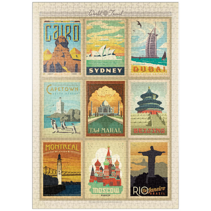 World Travel, Collage, Vintage Poster - Premium 1000 Teile Puzzle - MyPuzzle Sonderkollektion von An