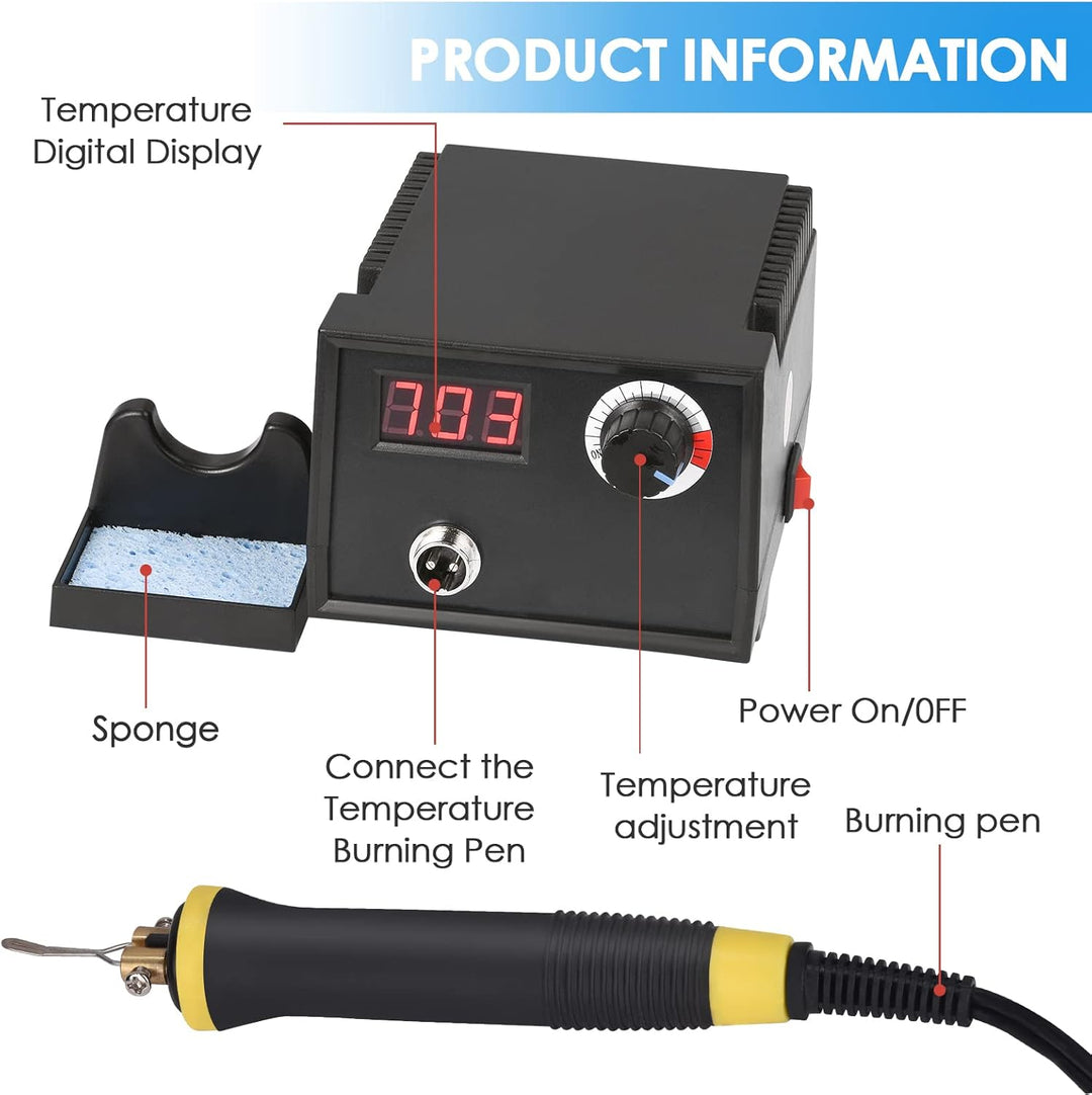 Trsaow Brandmalerei-Set aus Holz, Brandmalerei, 60 W, mit 33 Lötspitzen, LCD-Display, einstellbare T
