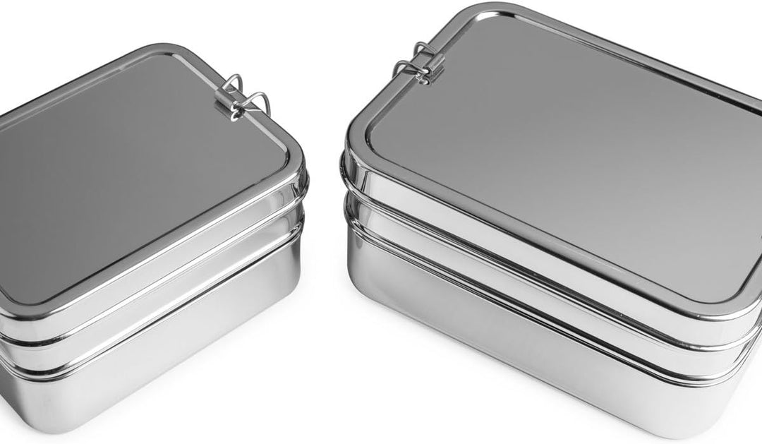 Lunchbox 3in1 BIG - Grosse Three-in-one Brotdose aus Edelstahl - 100% BPA frei, fest verschliessbar,