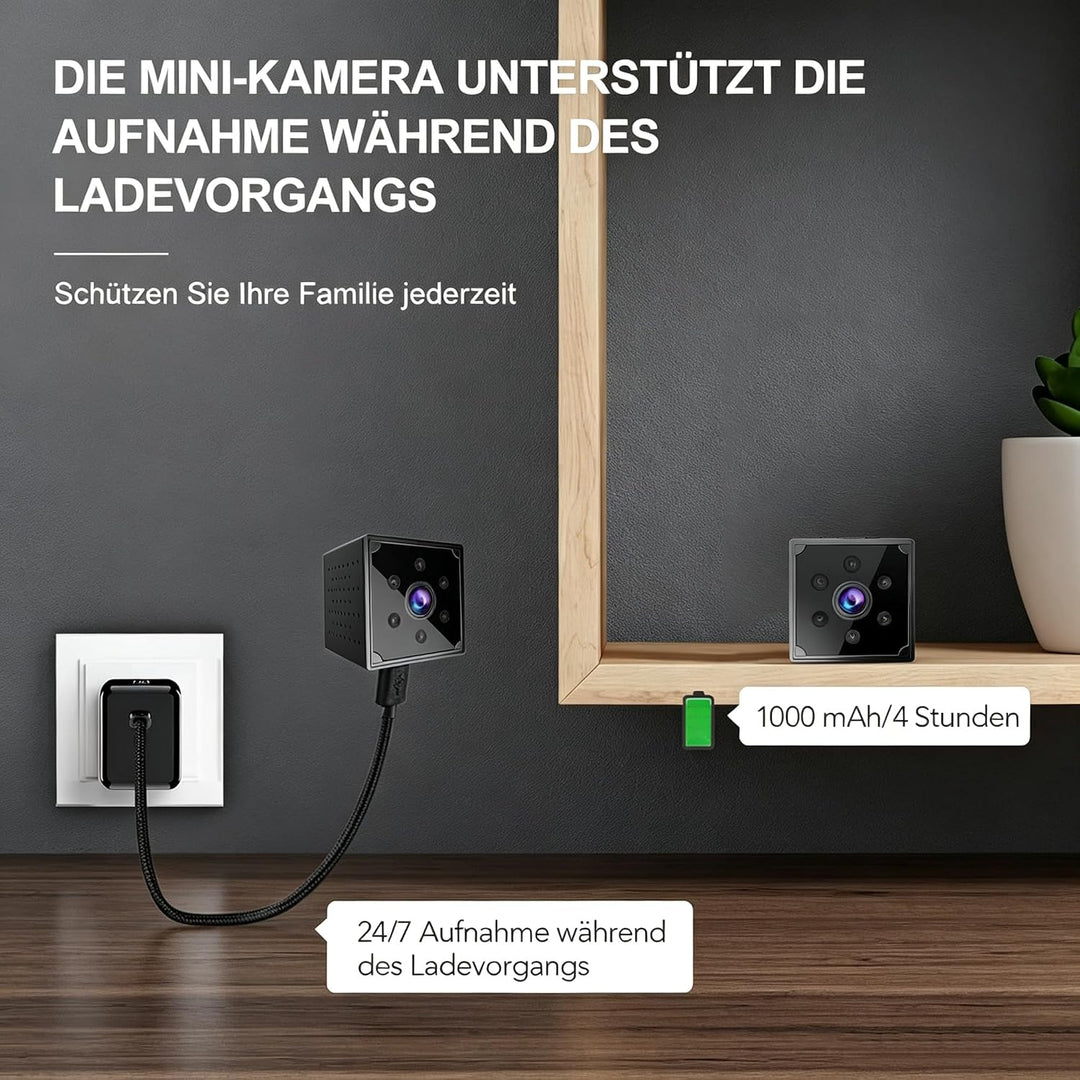 AOBOCAM Mini Kamera WLAN 1080P mit Cloud-Speicher – 150° Weitwinkel, kabellose Innenkamera mit Beweg