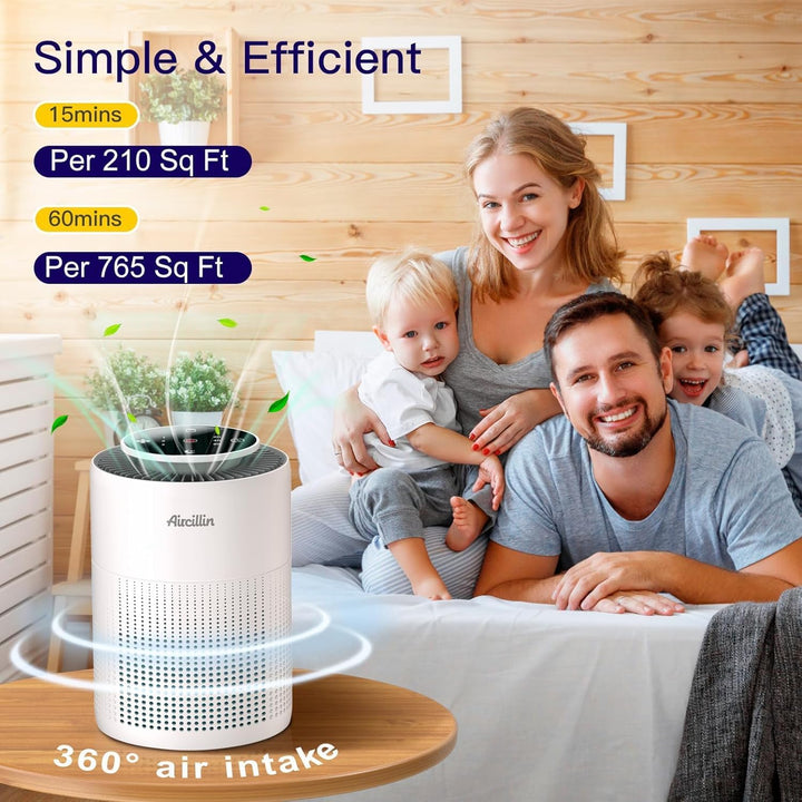Aircillin 2 Stück Luftreiniger für Allergiker mit 4-Stufig H13 HEPA Filter, 765 Sq Ft Abdeckung Max,