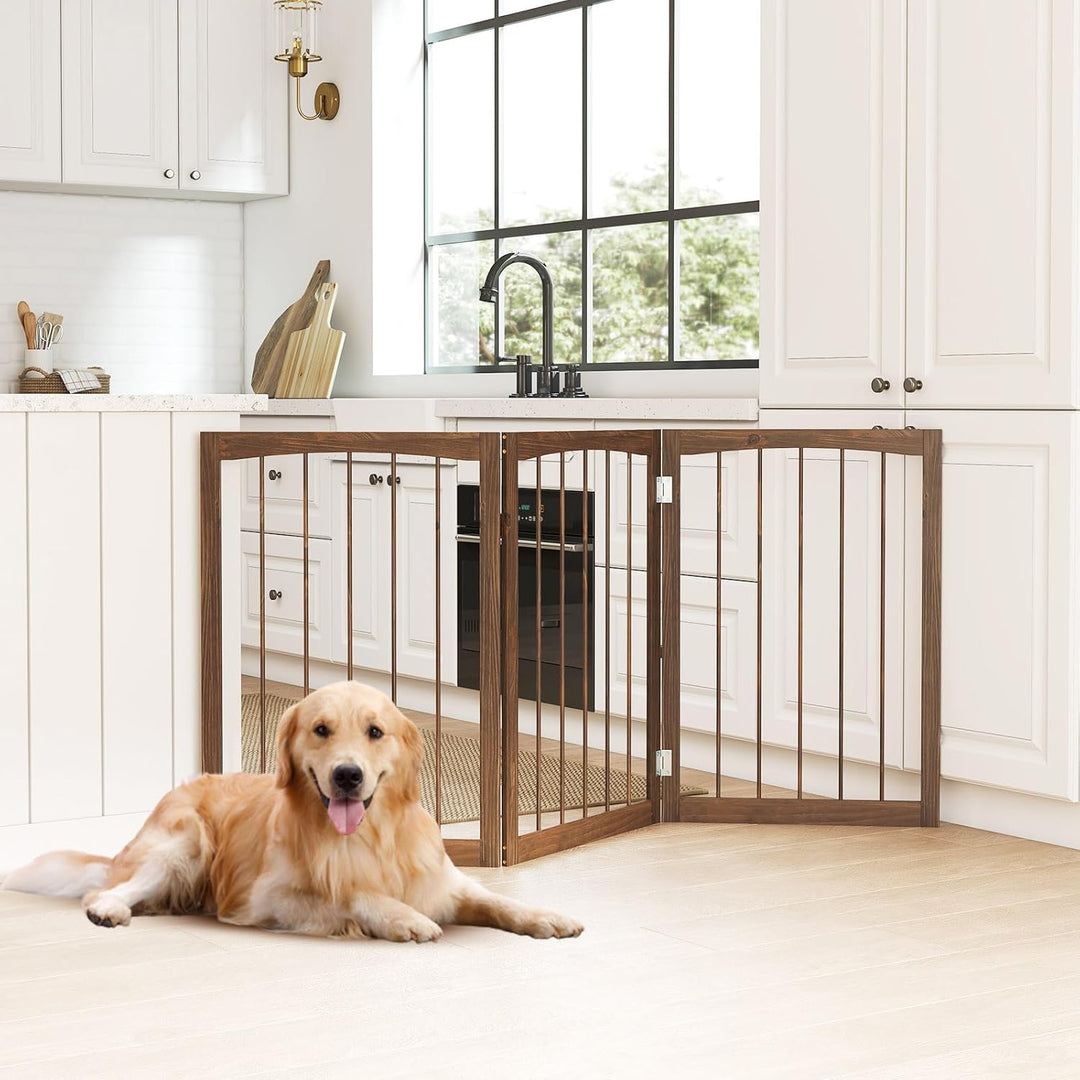 GYMAX Absperrgitter Hund 3-teilig, 159 x 76 cm Faltbar Hundegitter mit 180° Drehung, Schutzgitter Ho