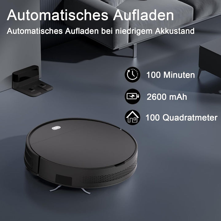 2026 Saugroboter mit Wischfunktion bis zu 5500 Pa Saugkraft, 2-in-1 Staubsauger Roboter APP/Alexa/Fe