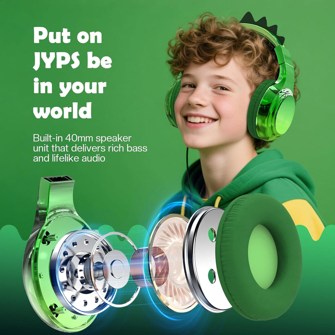 JYPS Bluetooth Kopfhörer Kinder, Metallisch Kabellose Kopfhörer Kinder Over Ear mit 74/85dBA Lautstä