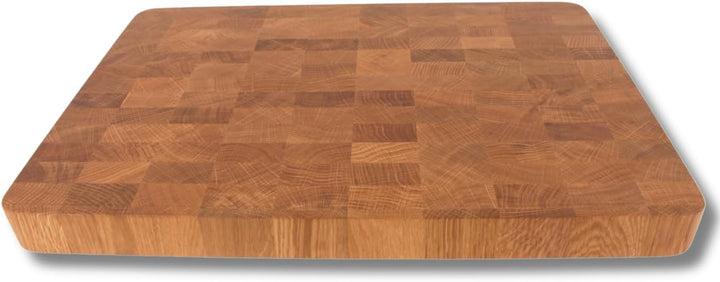 EFO Schneidebrett Holz 50x35x4 cm | Stirnholz Küchenbrett aus Eiche –messerschonend und langlebig |