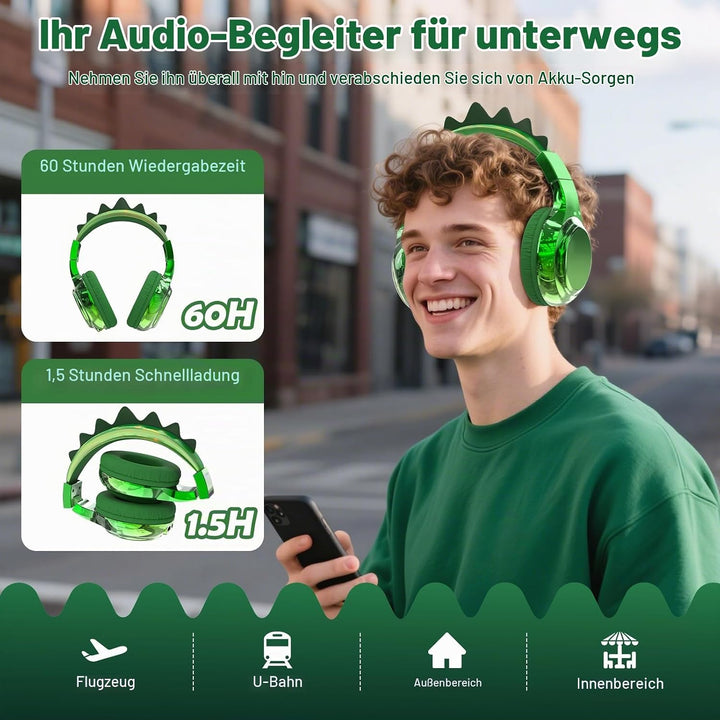 JYPS Bluetooth Kopfhörer Kinder, Metallisch Kabellose Kopfhörer Kinder Over Ear mit 74/85dBA Lautstä