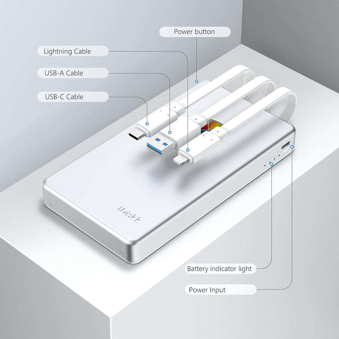 iDiskk 1TB Externe Lightning-Festplatte 3 in 1HDD, MFi-zertifizierte Festplatte für iPhone,USB-C tra